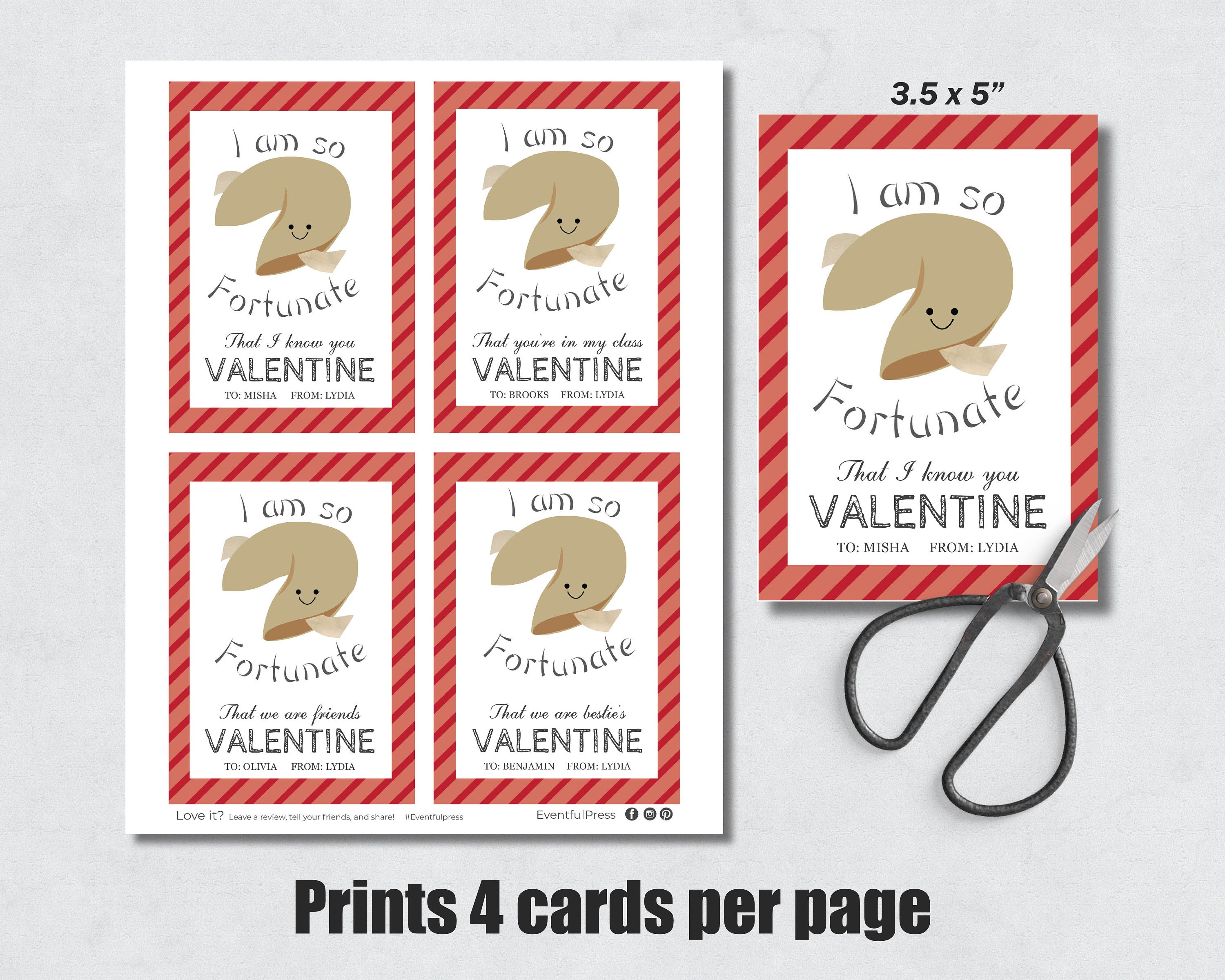 Printable Fortune Cookie Gift Tags or Valentines Back to Etsy