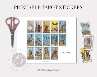 Printable Mini Tarot Card Stickers All 78 Cards on Single | Etsy