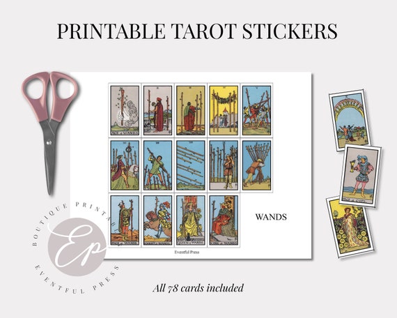 Printable Tarot Card Stickers | 1.5 x 2.5 | All 78 Cards | Great for Tarot  Journaling | Digital File INSTANT DOWNLOAD