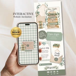 Book Baby Shower Website Invitation: A New Chapter Begins Invite With built in RSVP (Editable Canva Template)