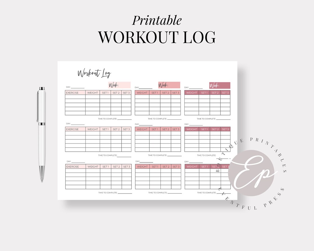 Workout Planner Page Printable Fitness Log Planner - Etsy Australia
