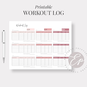 Workout Planner Page | Printable Fitness Log | Planner Template | Editable Exercises | Letter Sized PDF | INSTANT DOWNLOAD