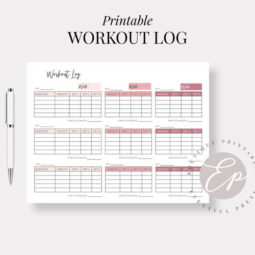 Workout Log Planner Printable Fitness Journaldaily Workout - Etsy