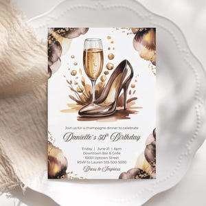 Invitación de cumpleaños "50 tonos de marrón", para cualquier edad, tonos de melanina, tarjeta de cumpleaños para mujer negra, plantilla de descarga instantánea.