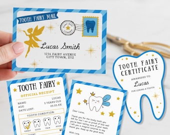 Editable Tooth Fairy Letter Kit – Pink Printable Set with Envelope, Certificate & Receipt (Canva Template)