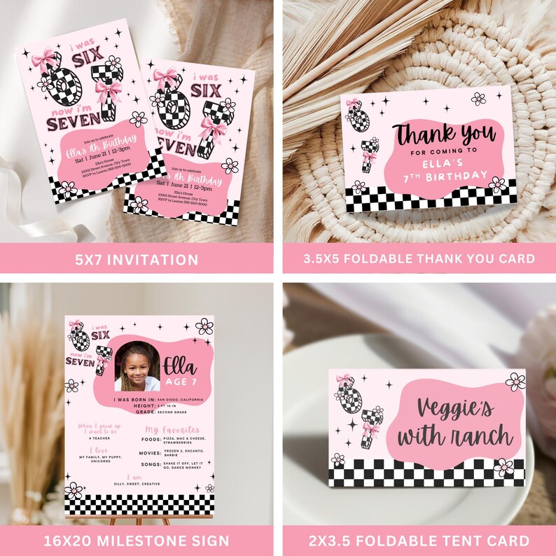 6 7 Birthday Bundle: Girls 7th Birthday Trendy Meme Party Set (…