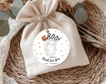 Boo Halloween Favor Tags Boo Here's a Treat for You Treat Bag Toppers Printable Appreciation Favor Gift Tags Trick Or Treat Favor Bag Tags