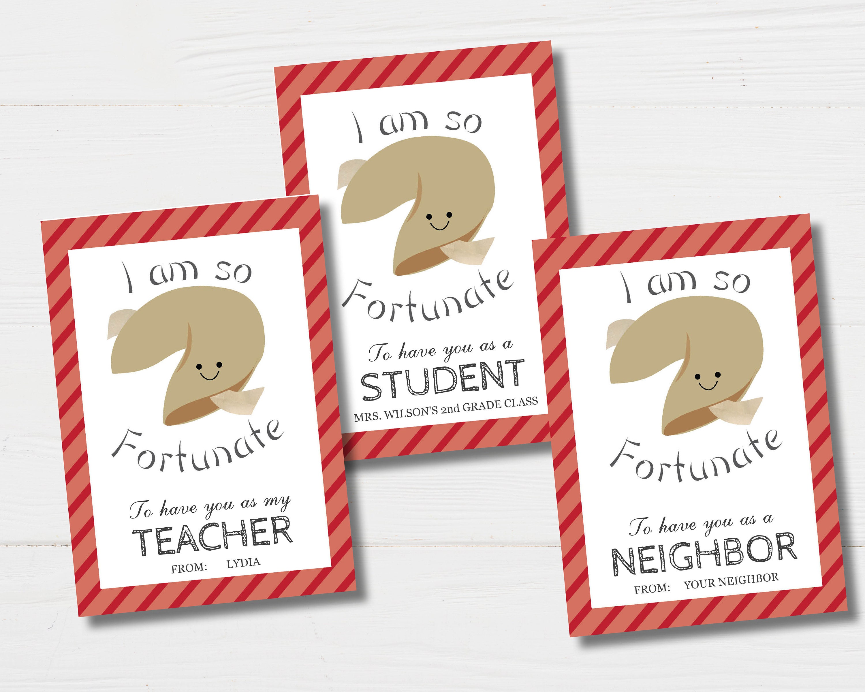 Printable Fortune Cookie Gift Tags or Valentines Back to Etsy