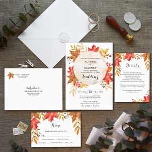 Ahornblatt Hochzeitseinladung, Herbst oder Herbst Hochzeit, Sofort Download Vorlage - HERBST Kollektion