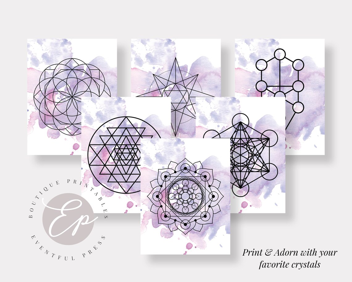 25 Printable Crystal Grid Templates Purple Sacred Geometry | Etsy