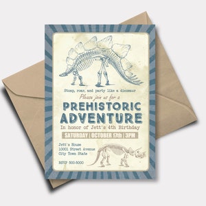 Dinosaur Birthday Invitation: Prehistoric Adventure, Editable PDF