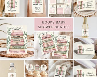 Book Baby Shower Bundle: A New Chapter Begins Party Set (Canva Editable Templates, Digital Download