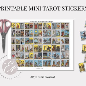 Druckbare Mini Tarot Karten | Alle 78 Karten auf einer Seite | Ideal für Tarot Journaling | Digitale Datei SOFORT DOWNLOAD