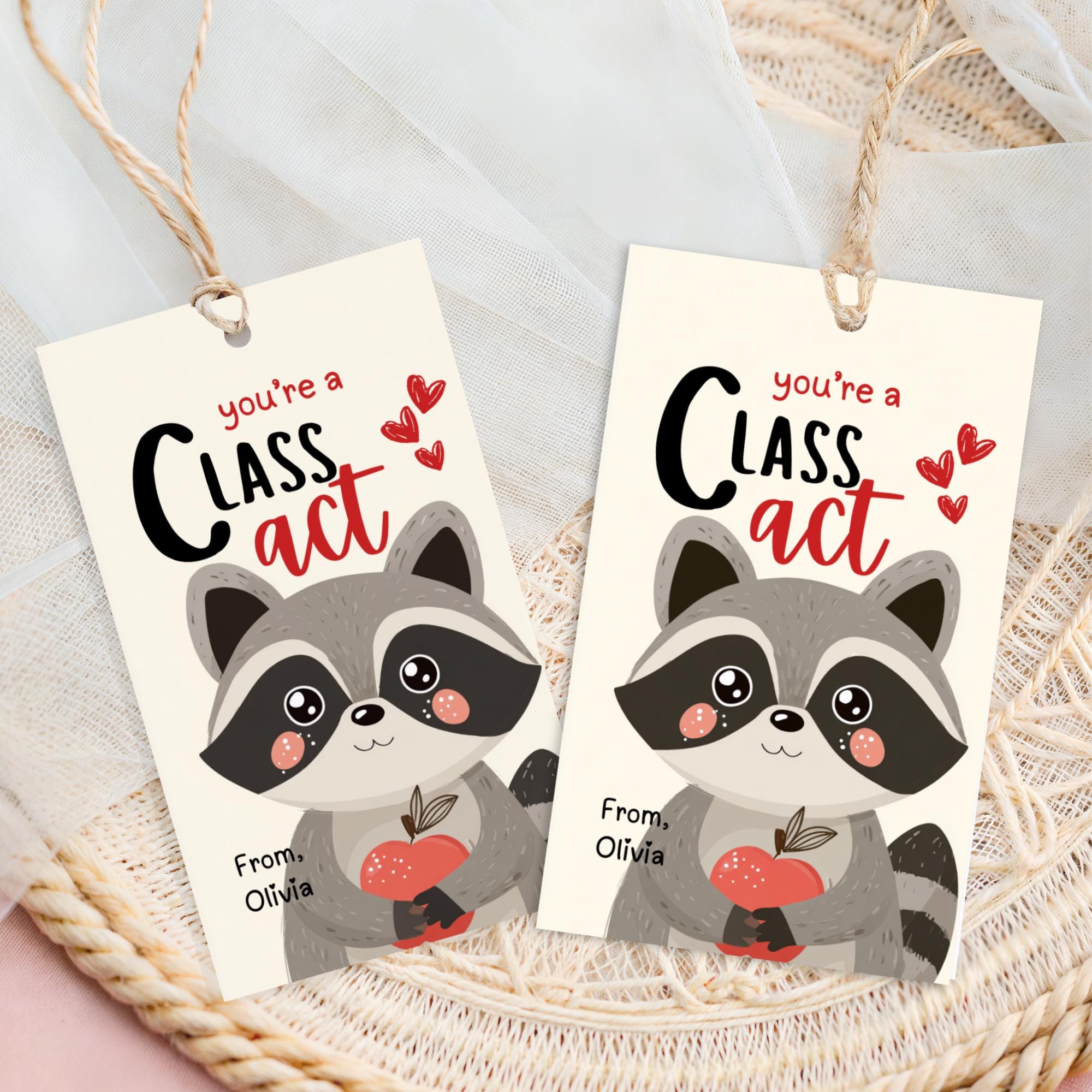 Class Leader Tag Raccoon Printable Gift Tag, Teacher Appreciation Thank You Tag, Class ...