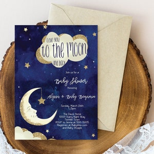 Twinkle Twinkle Little Star Baby Shower Invitation Moon and Stars Baby Shower Invite Celestial Shower To the Moon and Back INSTANT DOWNLOAD
