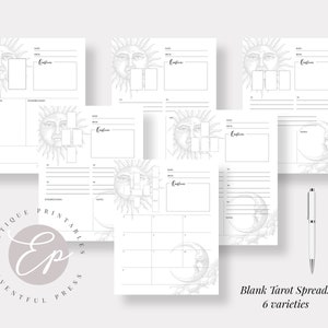 Druckbare Tarot Spreads | Keltisches Kreuz, Täglicher Kartenzug, mehrere Karten, Celestial Theme, Sonne und Mond, Tarot Journal | SOFORT DOWNLOAD pdf