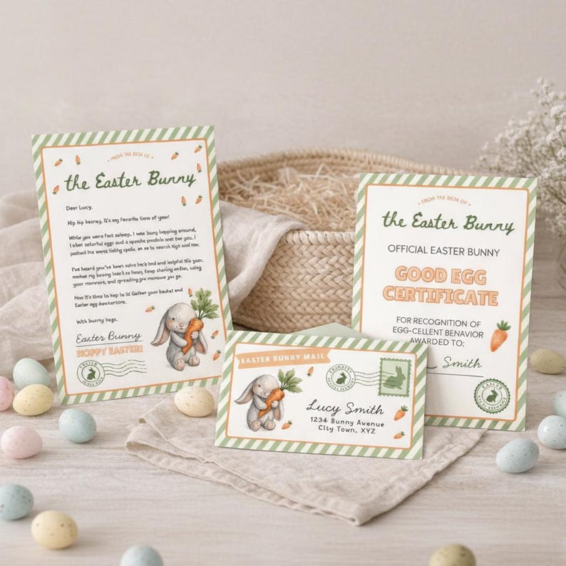 Editable Easter Bunny Letter Kit – Printable Set With Envelope, Letter ...