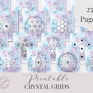 25 Aquarell Kristall Vorlagen: Heilige Geometrie (Digitale PDF)
