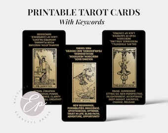 Printable Tarot Flash Cards - Etsy