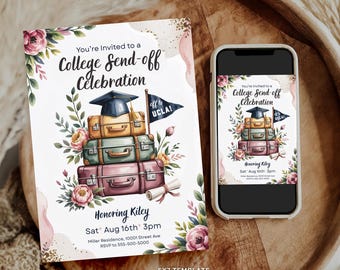 College Send Off Invitation Going Away Party Graduation Off to College Digital Invite INSTANT DOWNLOAD Template
