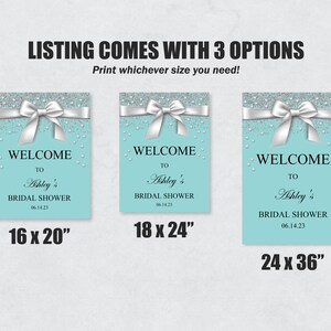 Bride & Co. Bridal Shower Welcome Sign: Aqua Blue Bow (Canva Template, Digital Download image 4
