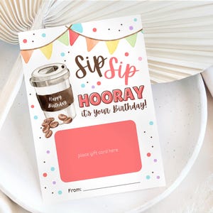 Rainbow Birthday Gift Card Holder: Sip Sip Hooray Printable (Digital Download)