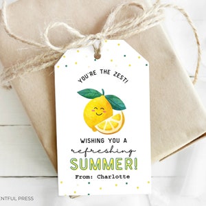 Zitrone am letzten Schultag Geschenkanhänger Geschenkanhänger Schüler Lehrer Wertschätzung für Obst oder Süßigkeiten Bevorzugungstasche Erfrischender Sommer Du bist der Zest