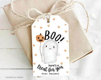 Boo Halloween Favor Tags Boo Here's a Treat for You Treat Bag Toppers Printable Appreciation Favor Gift Tags Trick Or Treat Favor Bag Tags