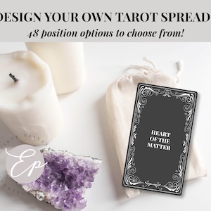 Create your own tarot spreads, Tarot Card Positions, Printable Tarot Card Prompts | Grey and White | Digital File INSTANT DOWNLOAD