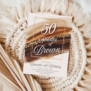 50 Shades of Brown Birthday Invitation, ANY AGE Shades of Melanin, Black Woman Birthday Card Digital Invite Instant Download Template