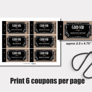 Printable Coupon Book Love Coupons Custom Vouchers Personalized Gift ...