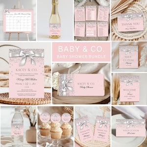 Breakfast At Bridal Shower Bundle: Aqua Blue Party Set (Canva Editable Templates, Digital Download