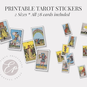 Pegatinas de cartas del tarot para imprimir / ¡Incluye 2 tamaños! / Ideal para llevar un diario del tarot / Archivo digital DESCARGA INMEDIATA PDF