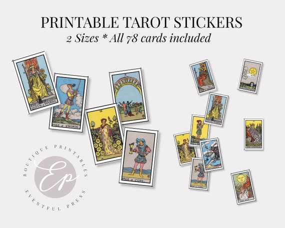 Printable Tarot Card Stickers 2 Sizes Included Great for Tarot Journaling  Digital File INSTANT DOWNLOAD PDF 