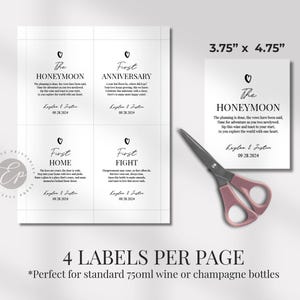 Marriage Milestone Wine Bottle Labels: First Year Set (Digital Download) image 7
