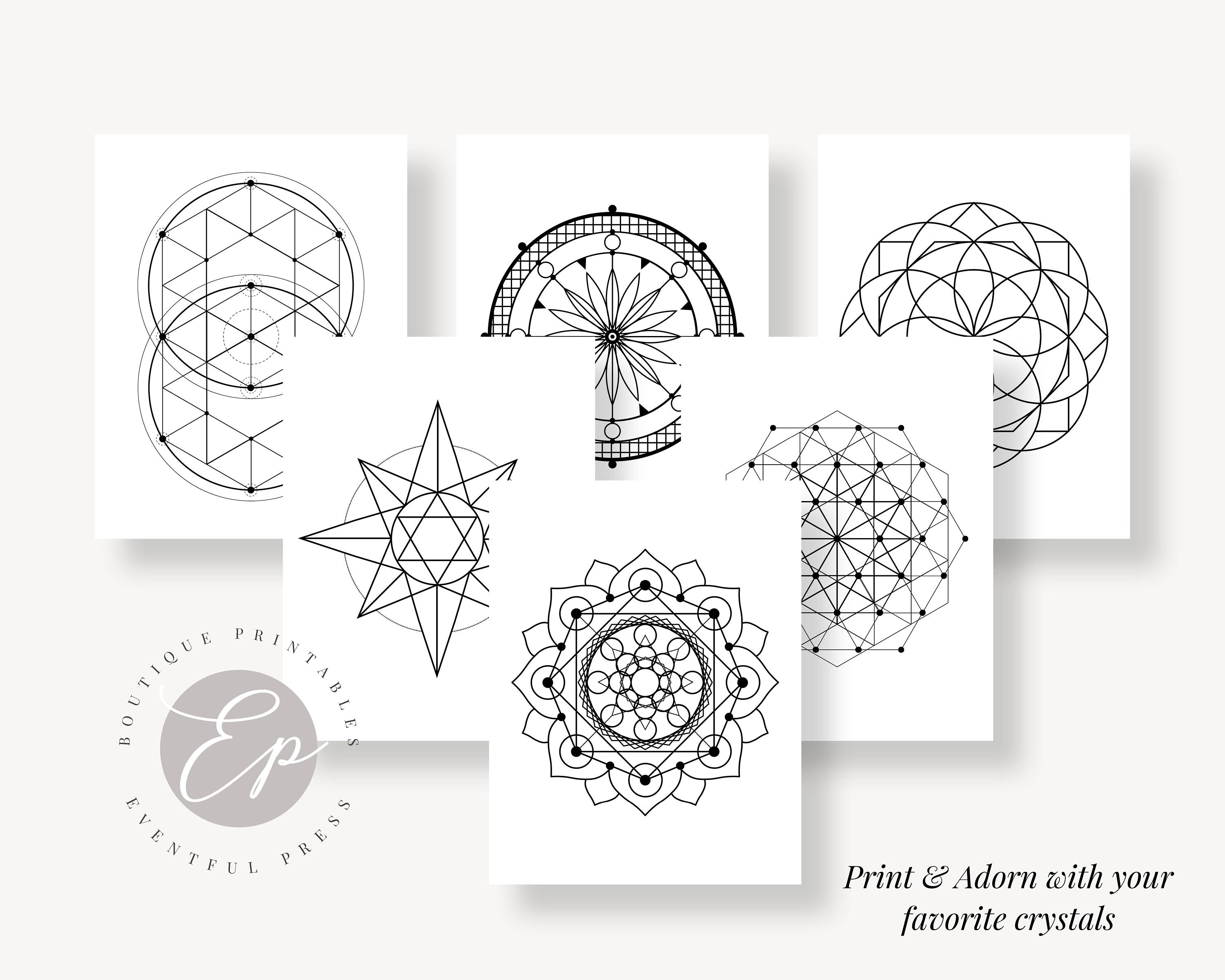 25 Printable Crystal Grid Templates Black and White Sacred - Etsy