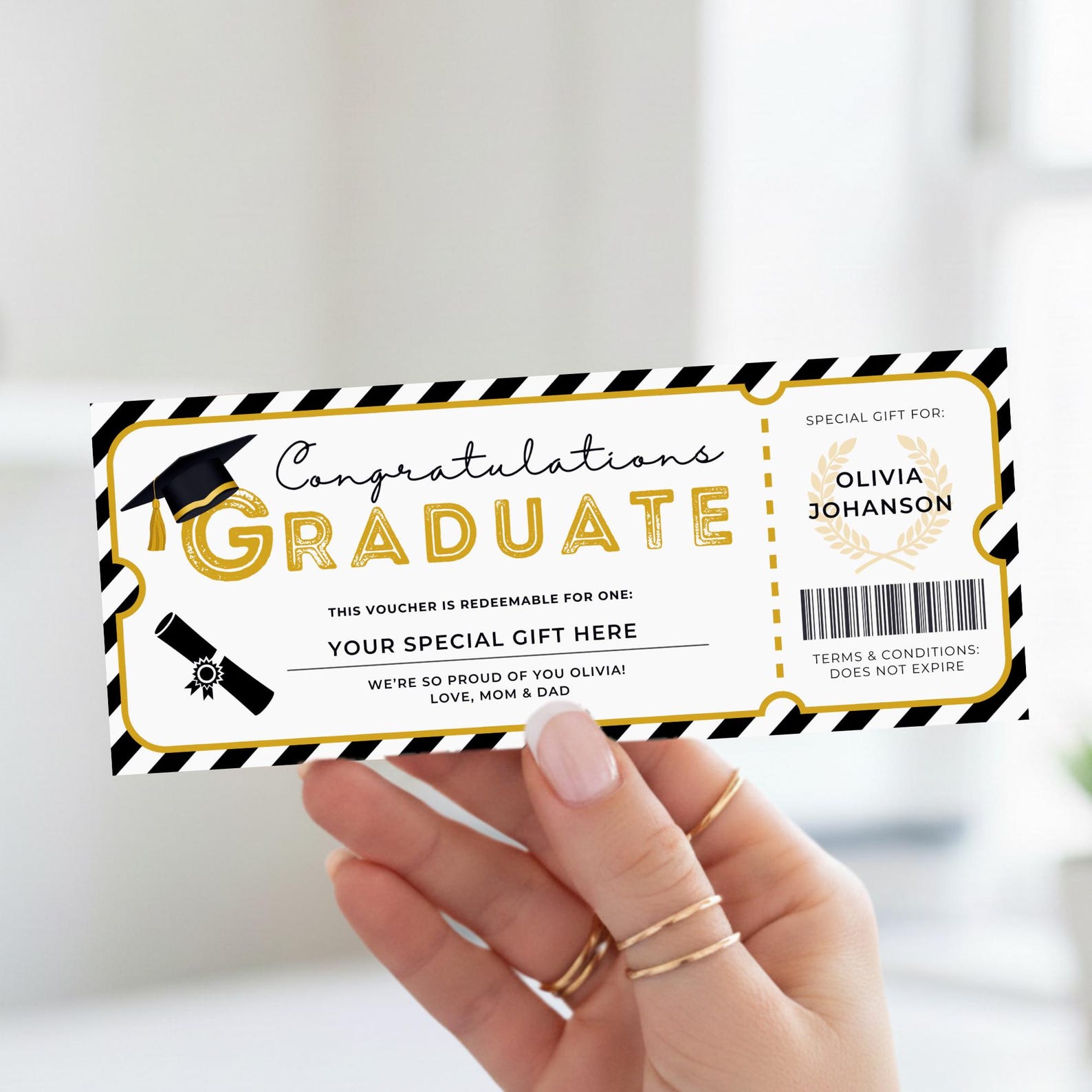 Editable Graduation Gift Certificate: Voucher for Graduate, Ticket ...