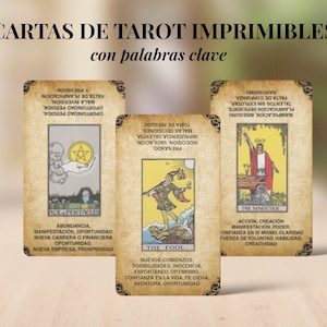 Española Tarot Karten | Karten des Tarot imprimibles con palabras clave | Spanisches Tarot Kartenspiel | Archivo digital DESCARGA INSTANTE