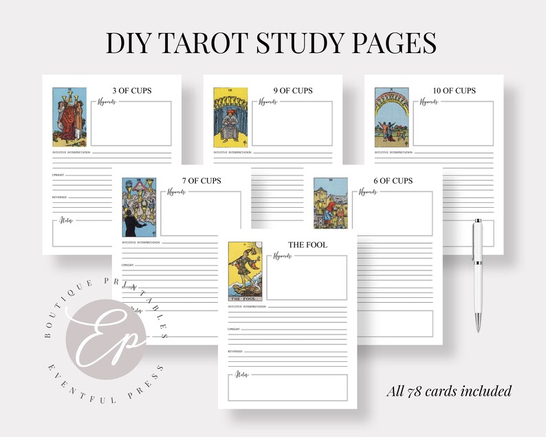 Tarot Study Binder Printable 185 Pages DIY Tarot Binder Etsy