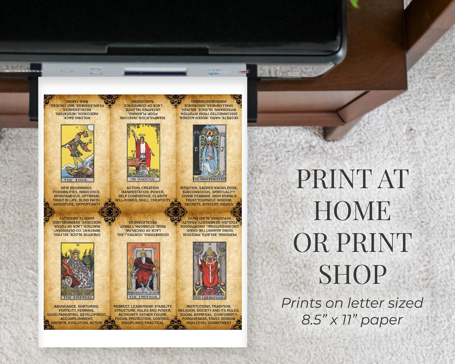 Printable Tarot Cards With Key Words Tarot Deck Tarot Flash Etsy