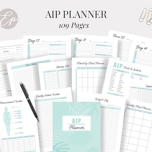 Autoimmune Protocol Diet Planner Bundle, Printable AIP Binder, AIP Planner, AIP Diet, Health and Fitness Journal, Instant Download
