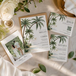 Tropical Wedding Invitation Set: Palm Beach RSVP Template (Digital Download)