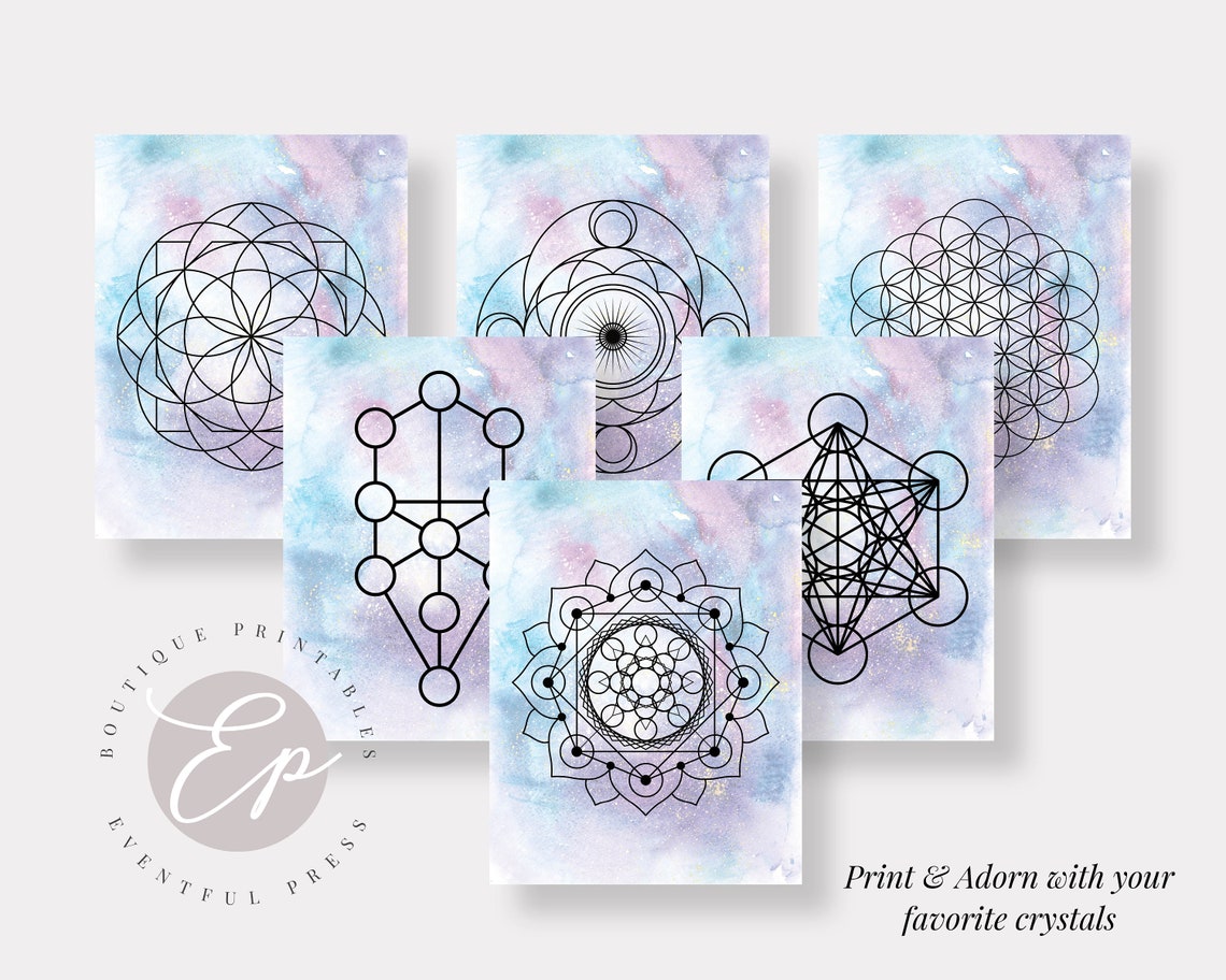 25 Printable Crystal Grid Templates Watercolors Sacred - Etsy