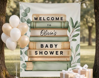 Book Baby Shower Banner: Personalized A New Chapter Theme Party Backdrop Sign