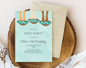 Pedicure Party Invitation: Spa Day Birthday, Bridal Shower (PDF Template)
