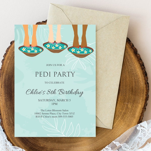 Pedicure Party Invitation, Pamper Pedi Spa Day, Bridal Shower or Birthday | INSTANT DOWNLOAD | PDF Template