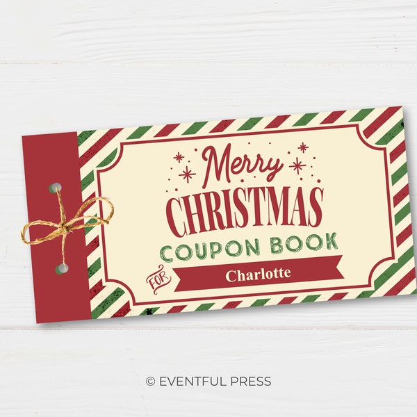 Livre de coupons de Noël imprimable Stocking Stuffer Bons personnalisés Cadeau personnalisé pour enfant petit ami mari femme ami TÉLÉCHARGEMENT INSTANTANÉ