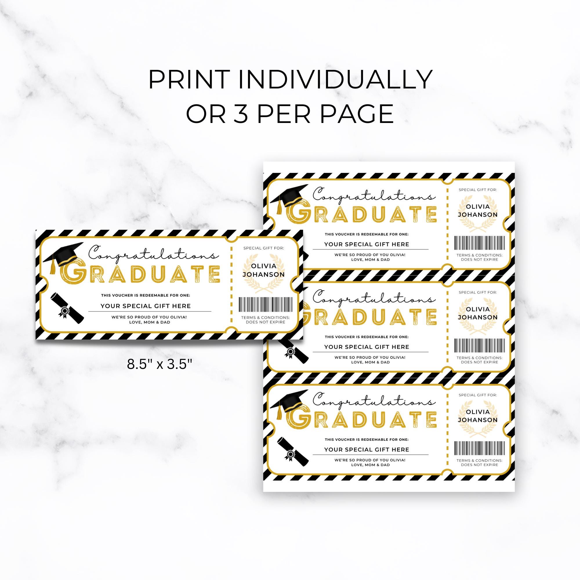Editable Graduation Gift Certificate: Voucher for Graduate, Ticket ...