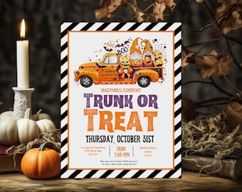 Trunk or Treat Flyer Halloween Trick or Treat Event Editable Flyer 8.5 x 11 Truck or Treat Info Poster PDF Instant Download Template
