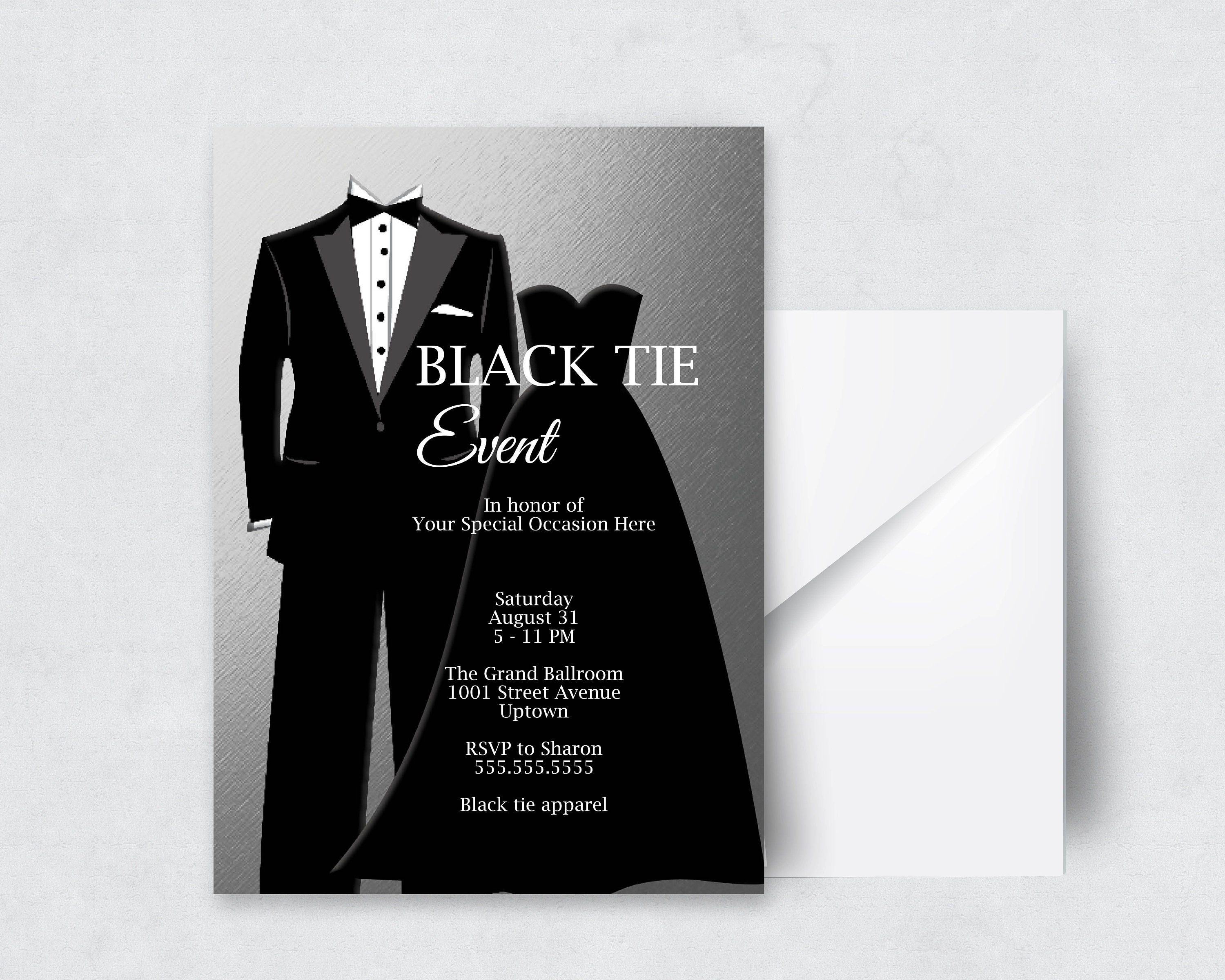 black-tie-invitation-black-silver-red-carpet-party-etsy